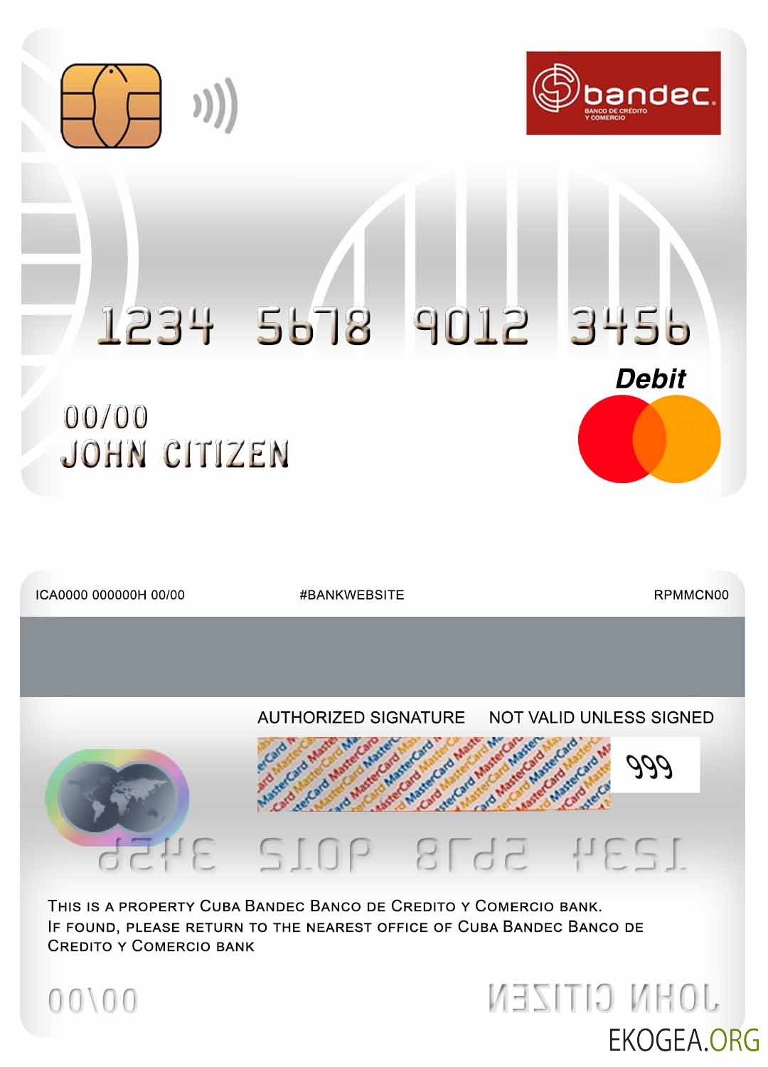 Carte de débit principale de la banque Cuba Bandec Banco de Credito y Comercio